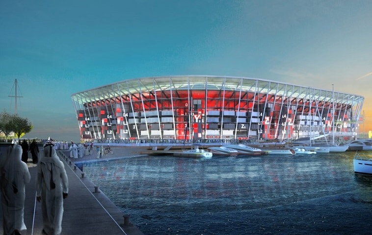 qatar world cup shipping container stadium