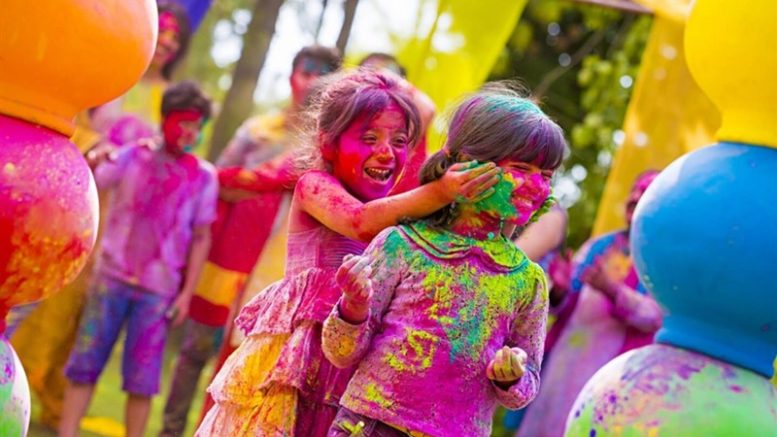 holi picture with children