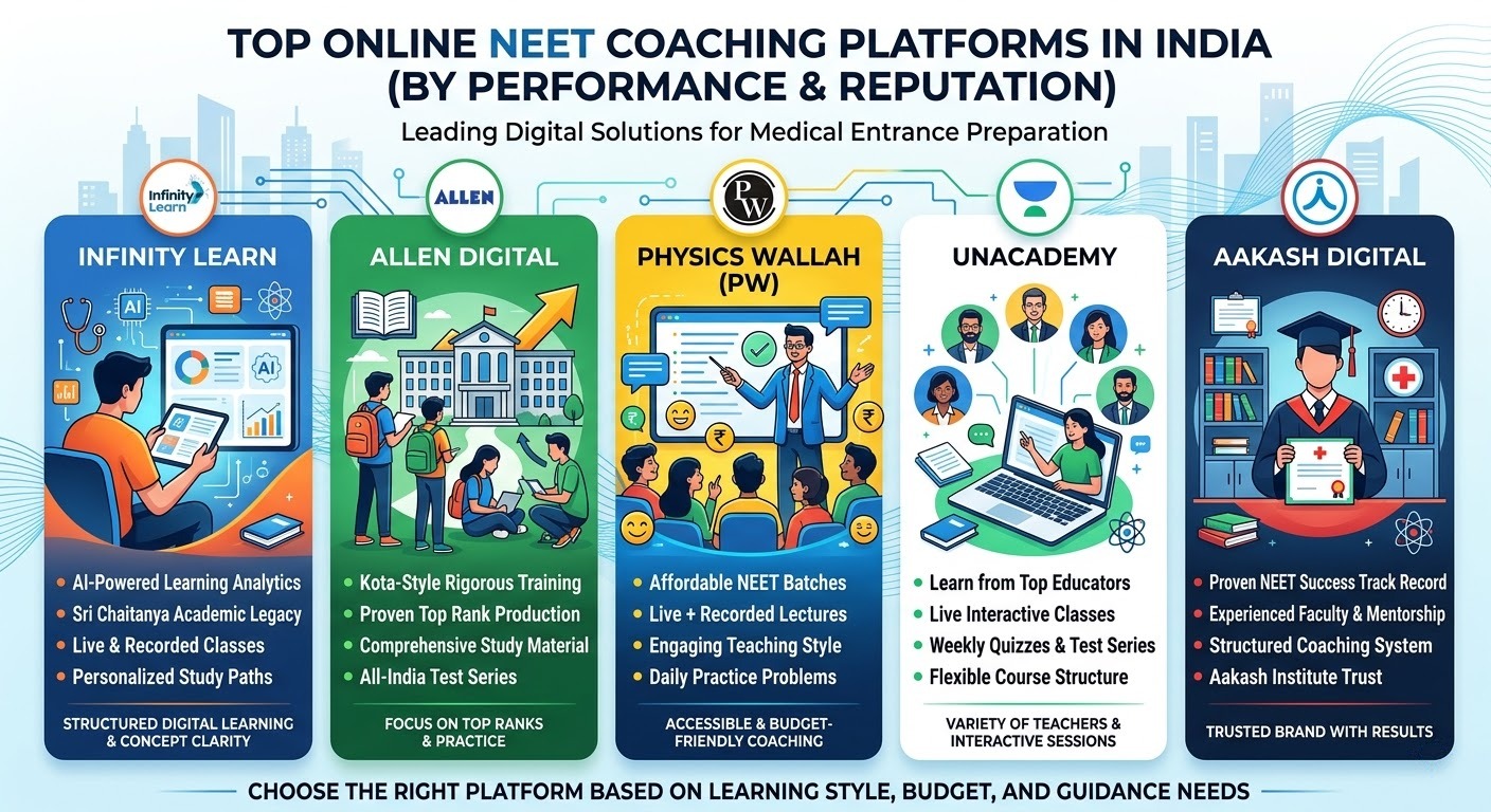 Top Online NEET Coaching Platforms in India (by Performance & Reputation) Top Online NEET Coaching Platforms in India (by Performance & Reputation)